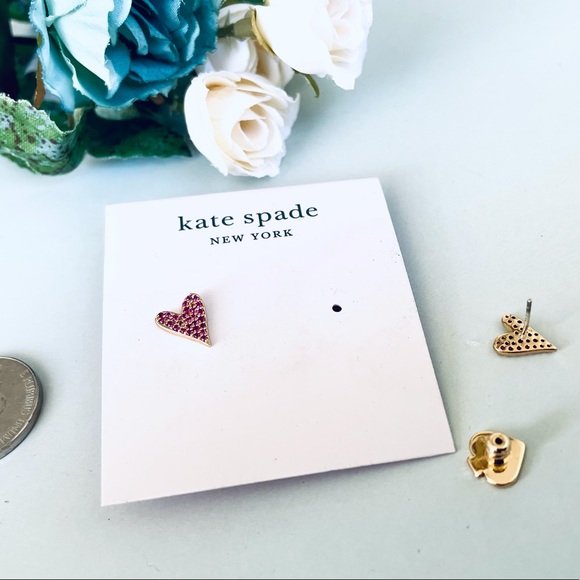 Kate Spade New York Gold Tone Pave Heart Stud Earrings